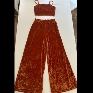 Urban Outfitters Crushed Velvet Culotte Set